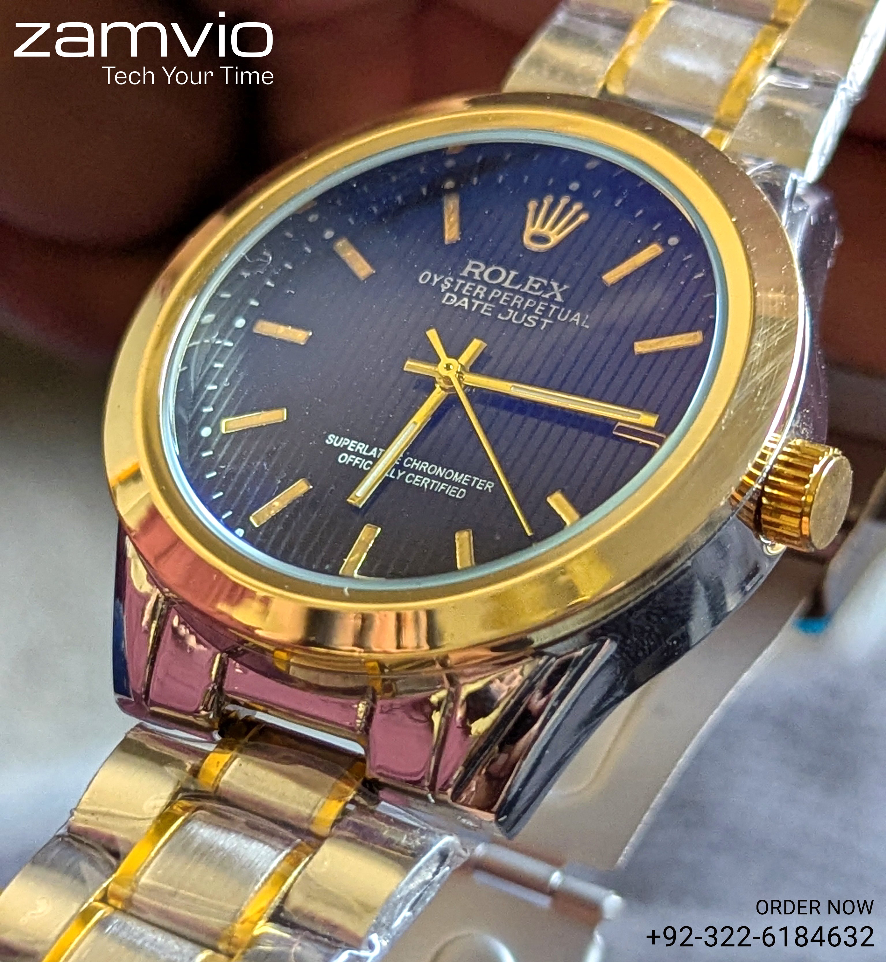 Luxury Two-Tone Formal Wrist Watch for Men – Rolex-Inspired Design