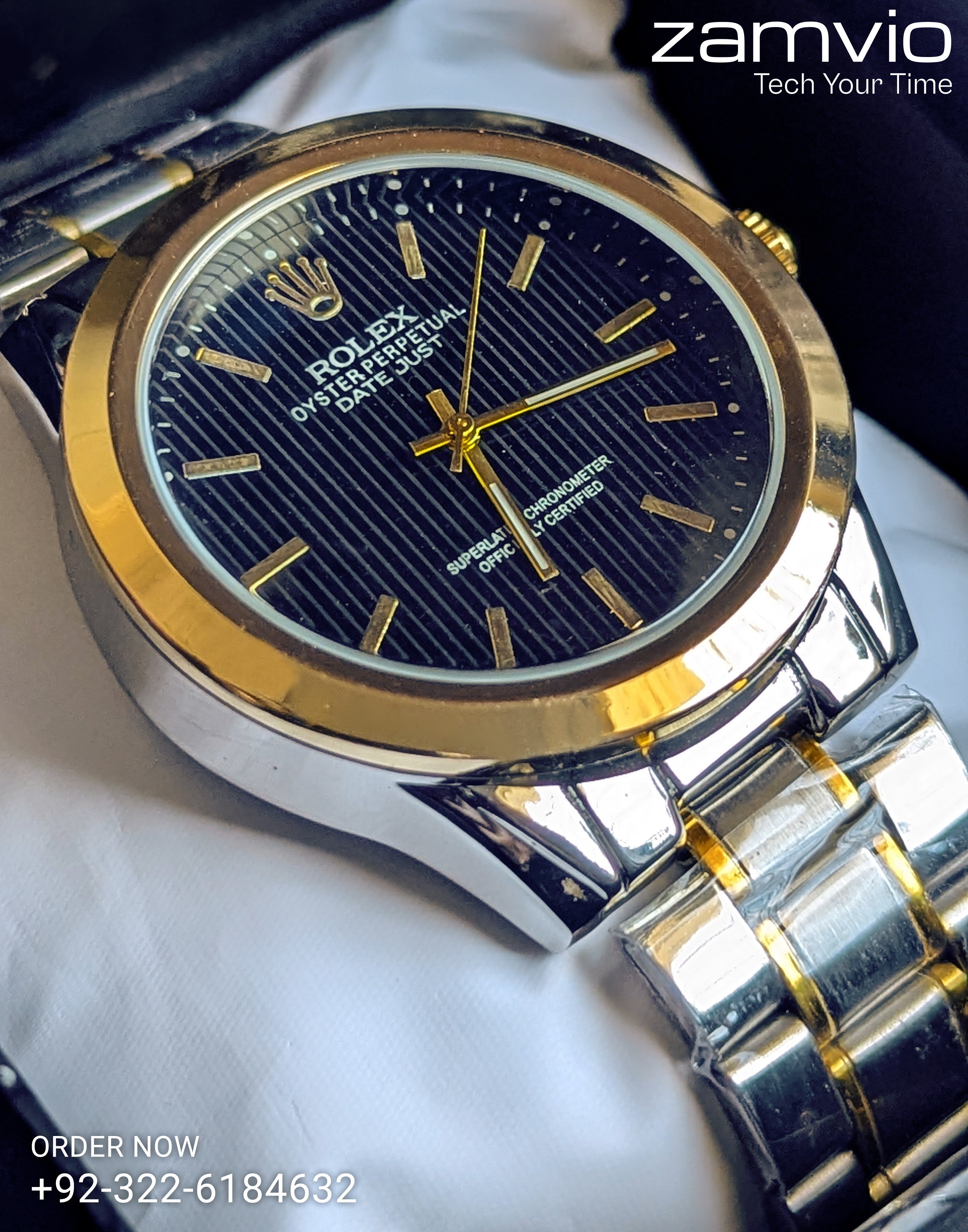 Luxury Two-Tone Formal Wrist Watch for Men – Rolex-Inspired Design