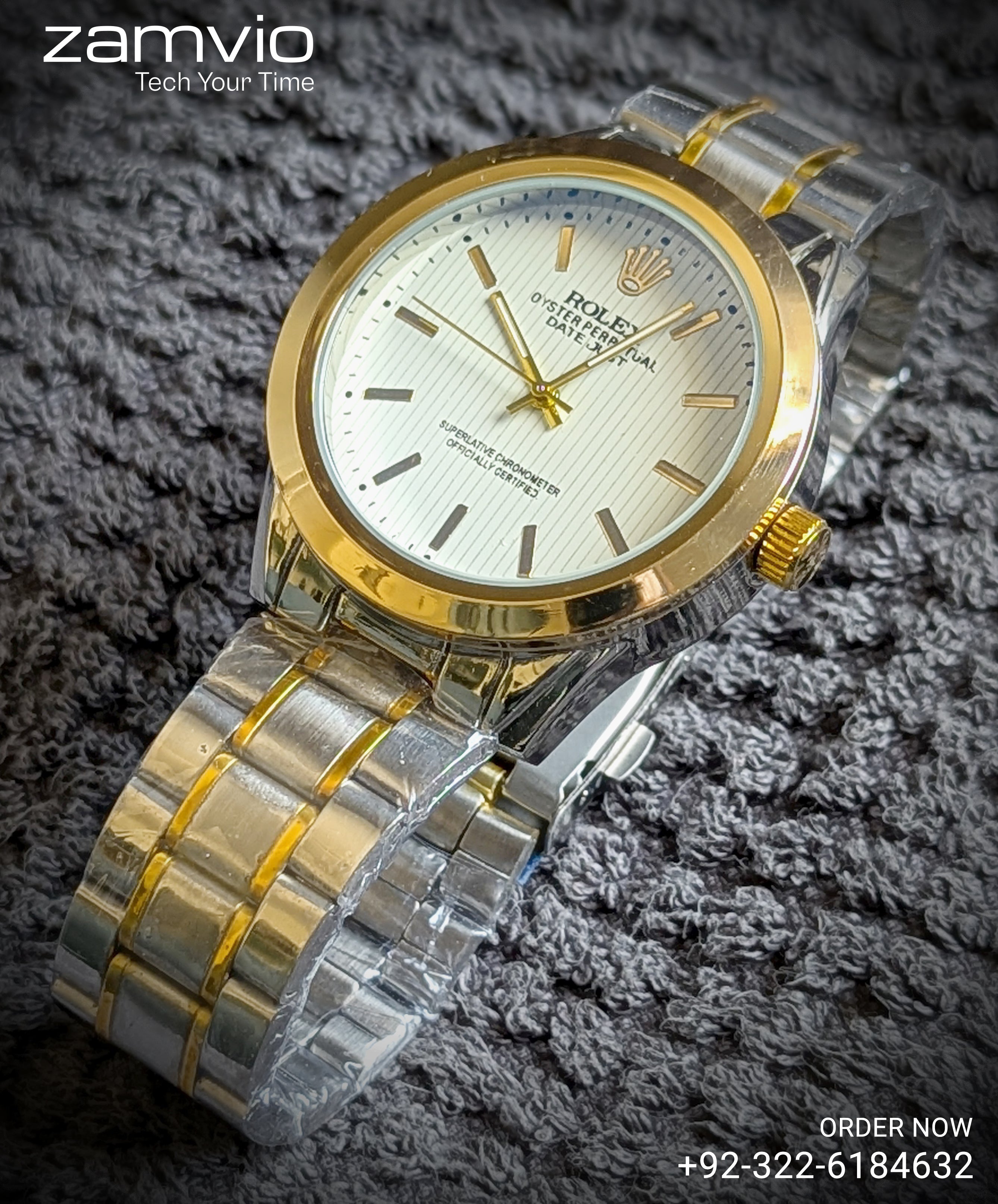 Luxury Two-Tone Formal Wrist Watch for Men – Rolex-Inspired Design