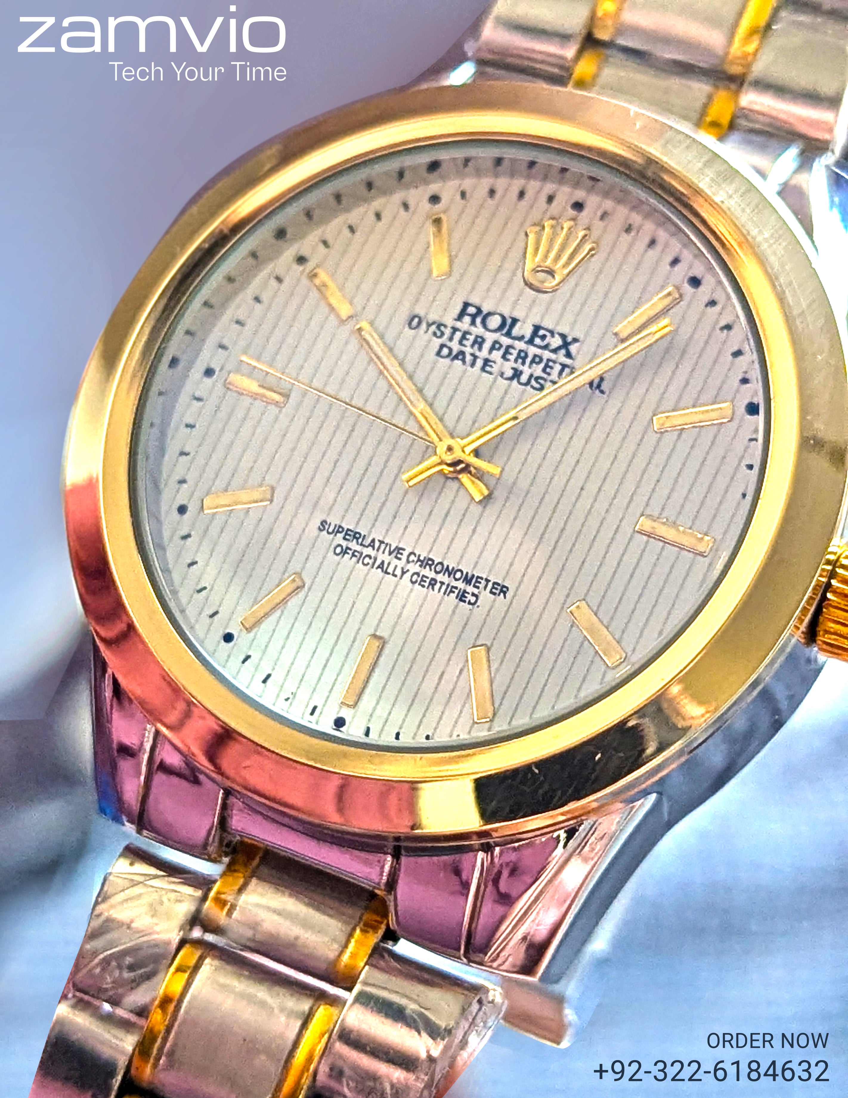 Luxury Two-Tone Formal Wrist Watch for Men – Rolex-Inspired Design