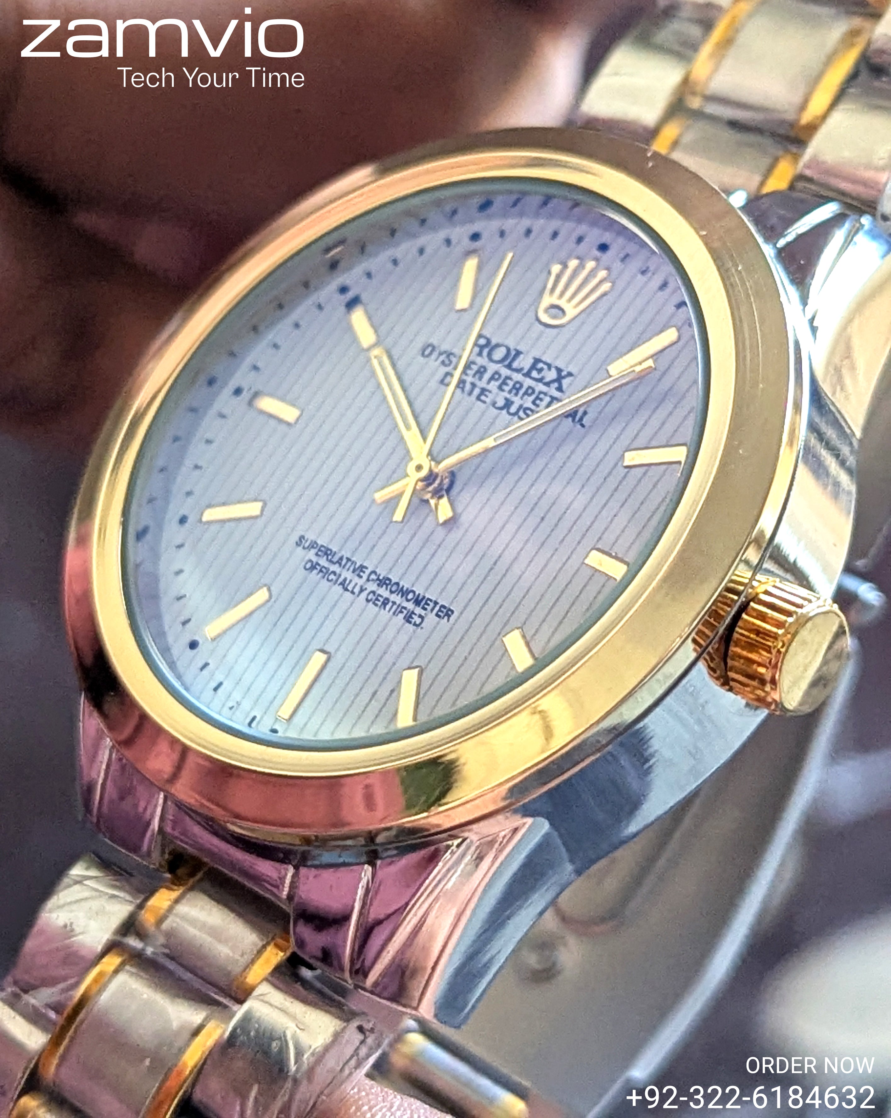 Luxury Two-Tone Formal Wrist Watch for Men – Rolex-Inspired Design